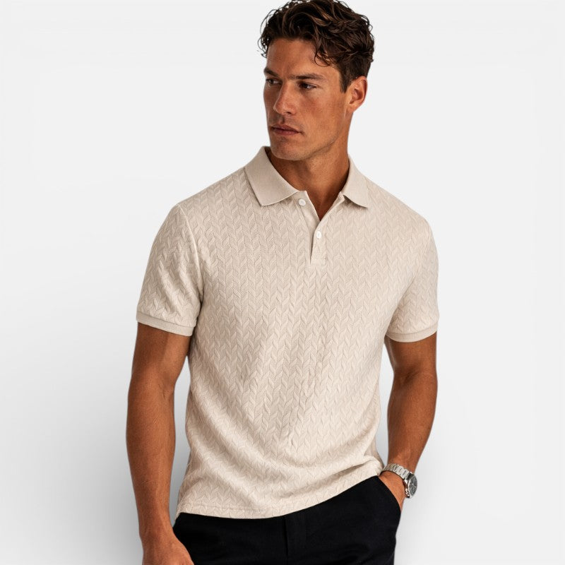 Herren Kurzarm Polohemd mit Kragen | Strukturiertes Strick-Freizeitshirt