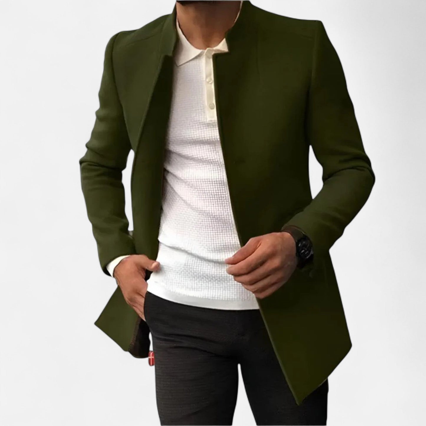 Herren Langarm Blazer ohne Verschluss | Lässig Stil