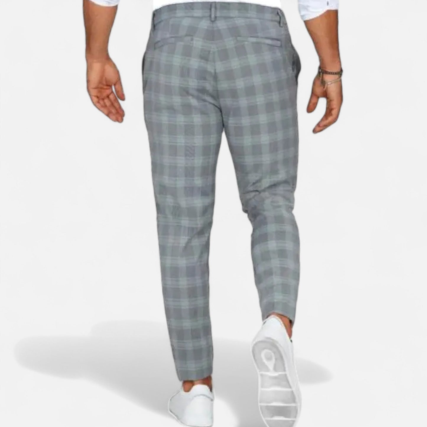 Herren Schmal Geschnitten Karierte Hose | Moderner Freizeitstil