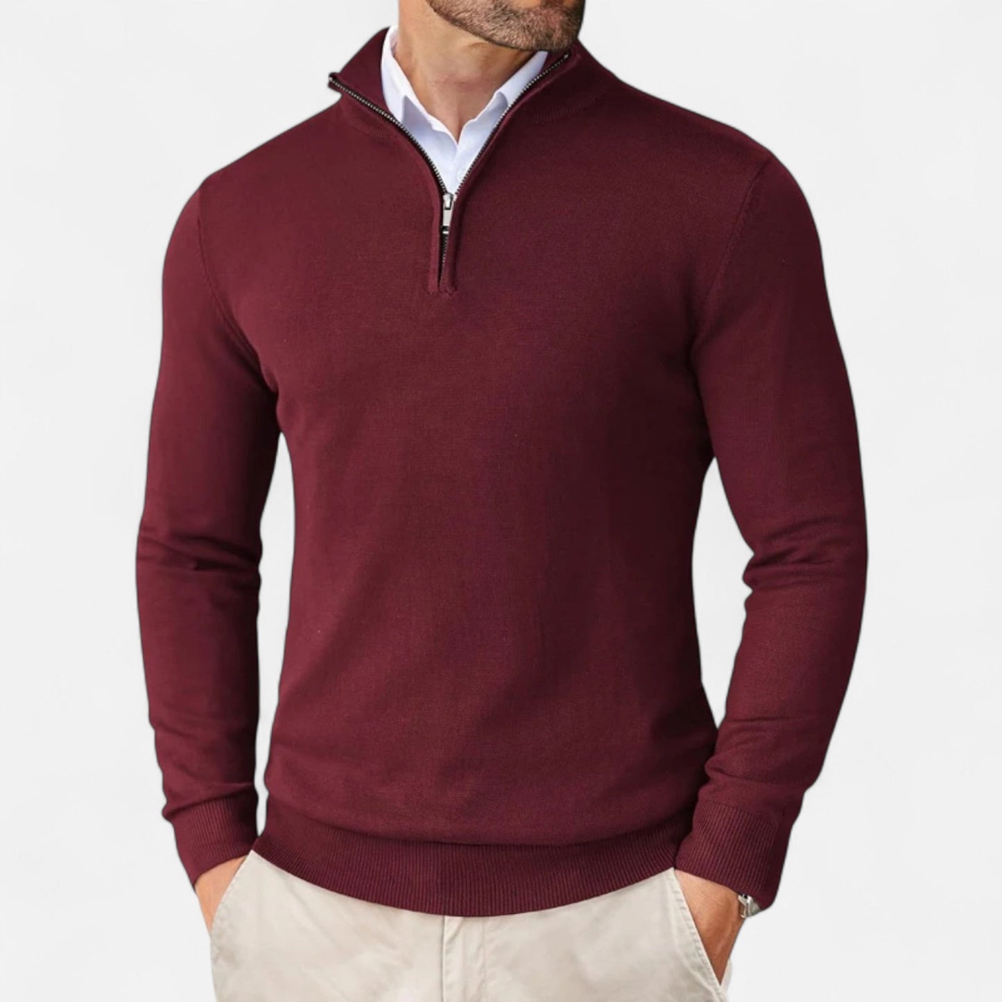 Herren Strickpullover mit Viertelreißverschluss | Lässig