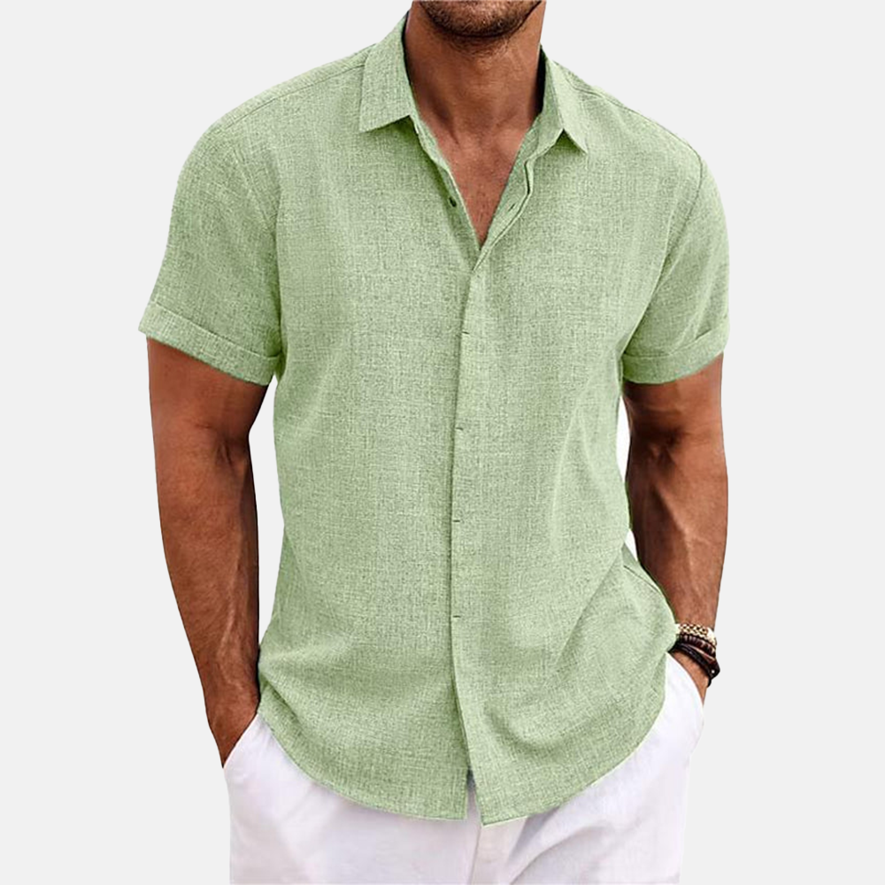 Herren Button-Up Hemd | Kurzarmhemd mit Strukturierter Optik | Gerader Schnitt | Freizeitlook