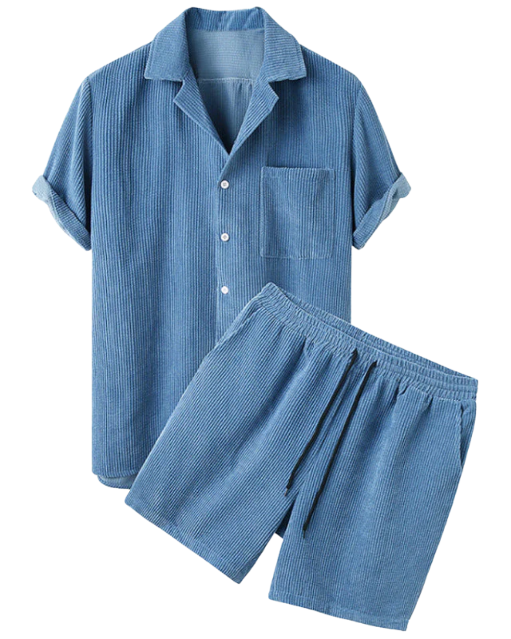 Herren Zweiteiler | Strukturiertes Kurzarmhemd und Shorts | Smart-Casual Sommer-Look