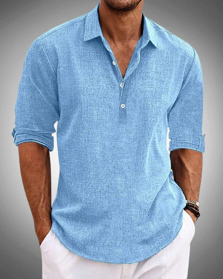 Herren Langarmshirt | Regular Fit Shirt | Henley-Ausschnitt mit Knopfleiste | Lässiger Alltagsstil