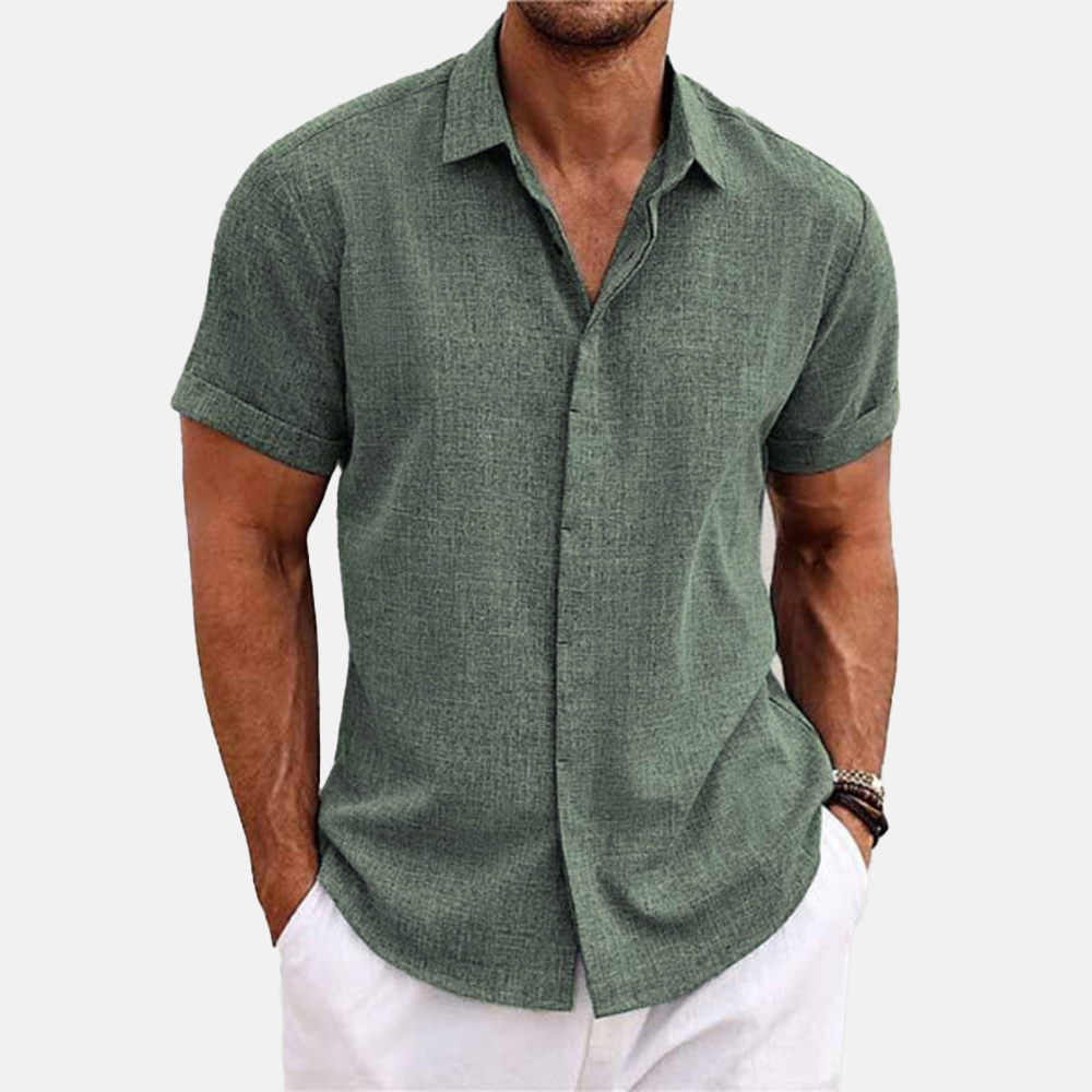 Herren Button-Up Hemd | Kurzarmhemd mit Strukturierter Optik | Gerader Schnitt | Freizeitlook