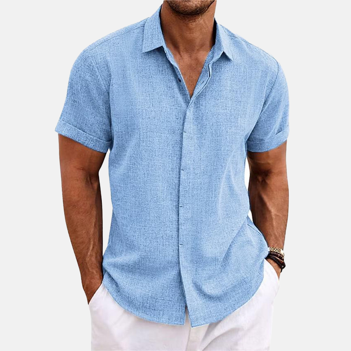 Herren Button-Up Hemd | Kurzarmhemd mit Strukturierter Optik | Gerader Schnitt | Freizeitlook