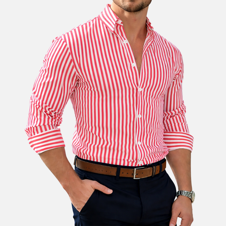 Herren Hemd mit Vertikalstreifen | Slim Fit Langarmhemd | Strukturierter Kragen | Gepflegter Alltagslook