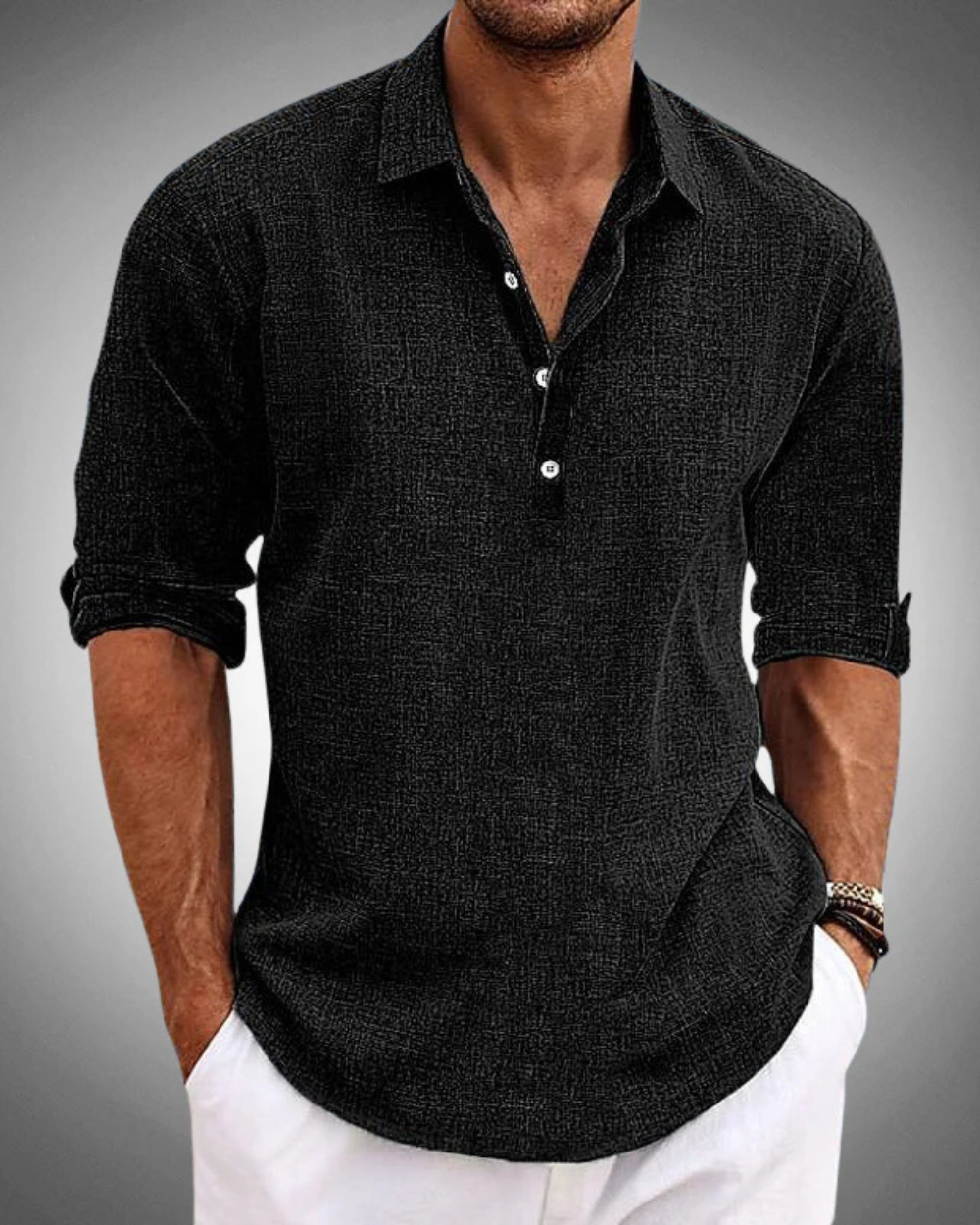 Herren Langarmshirt | Regular Fit Shirt | Henley-Ausschnitt mit Knopfleiste | Lässiger Alltagsstil