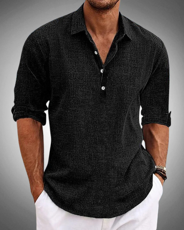 Herren Langarmshirt | Regular Fit Shirt | Henley-Ausschnitt mit Knopfleiste | Lässiger Alltagsstil