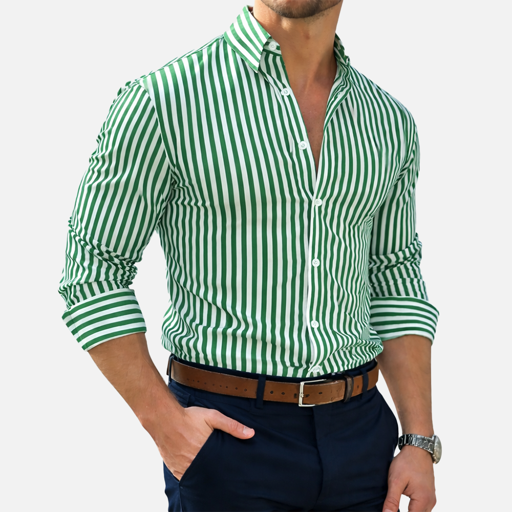 Herren Hemd mit Vertikalstreifen | Slim Fit Langarmhemd | Strukturierter Kragen | Gepflegter Alltagslook
