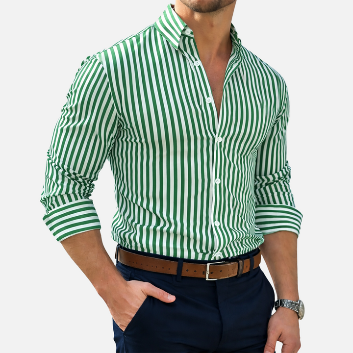 Herren Hemd mit Vertikalstreifen | Slim Fit Langarmhemd | Strukturierter Kragen | Gepflegter Alltagslook
