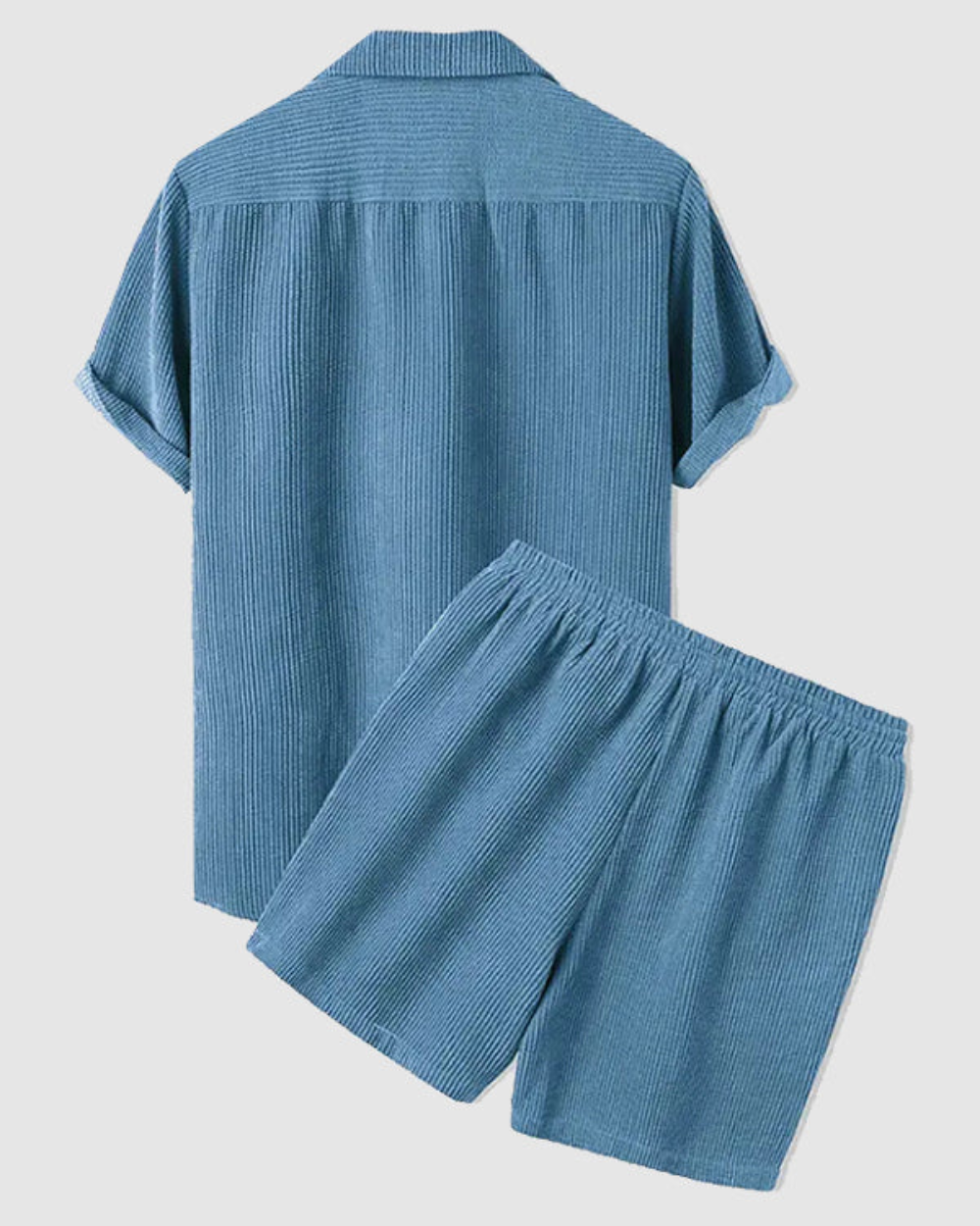 Herren Zweiteiler | Strukturiertes Kurzarmhemd und Shorts | Smart-Casual Sommer-Look