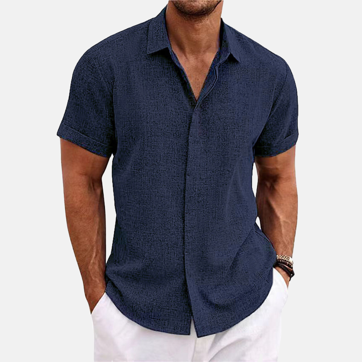 Herren Button-Up Hemd | Kurzarmhemd mit Strukturierter Optik | Gerader Schnitt | Freizeitlook