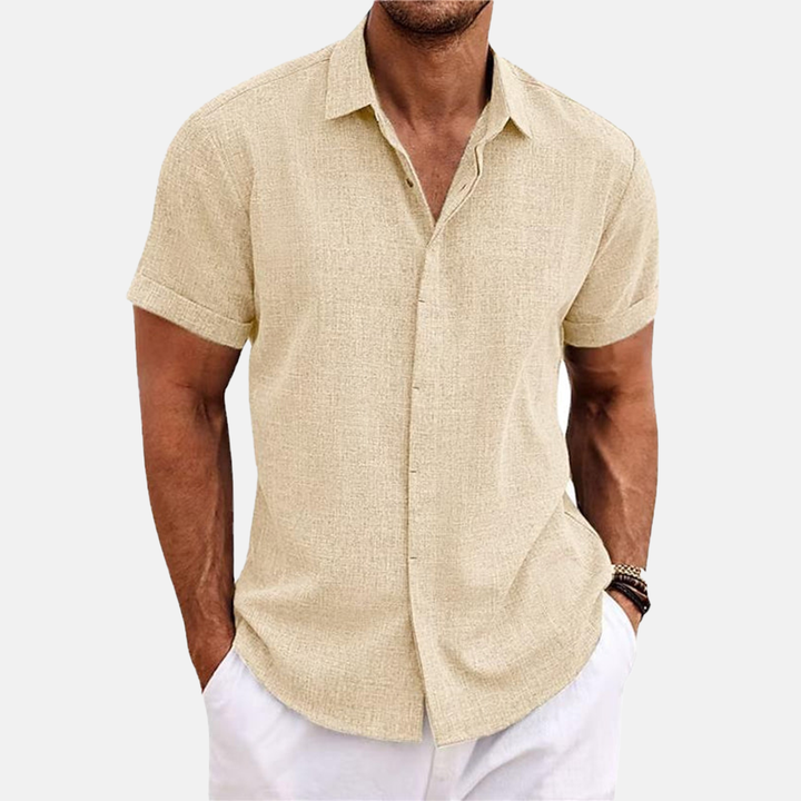 Herren Button-Up Hemd | Kurzarmhemd mit Strukturierter Optik | Gerader Schnitt | Freizeitlook