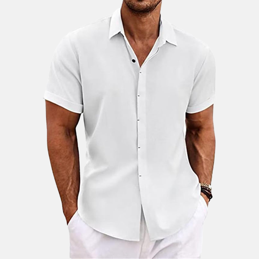 Herren Button-Up Hemd | Kurzarmhemd mit Strukturierter Optik | Gerader Schnitt | Freizeitlook