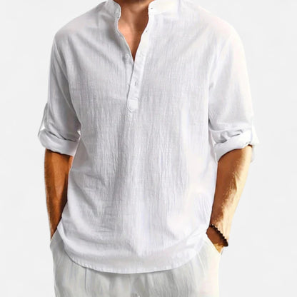 Herren Henley Hemd mit Stehkragen | Langarm
