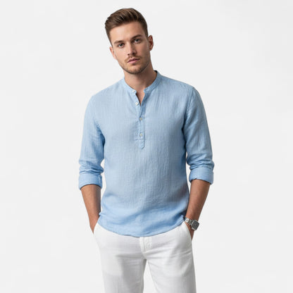Herren Henley Hemd mit Stehkragen | Langarm
