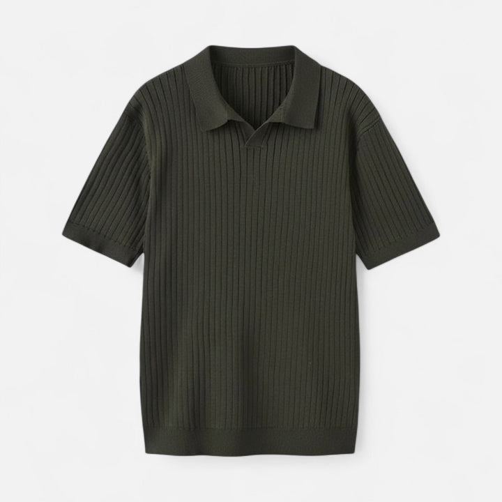 Herren Kurzarm Geripptes Strick Polo | Klassisch