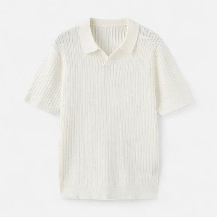 Herren Kurzarm Geripptes Strick Polo | Klassisch