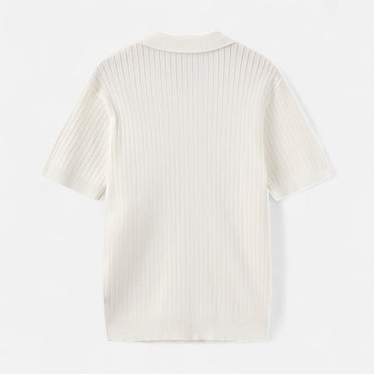 Herren Kurzarm Geripptes Strick Polo | Klassisch