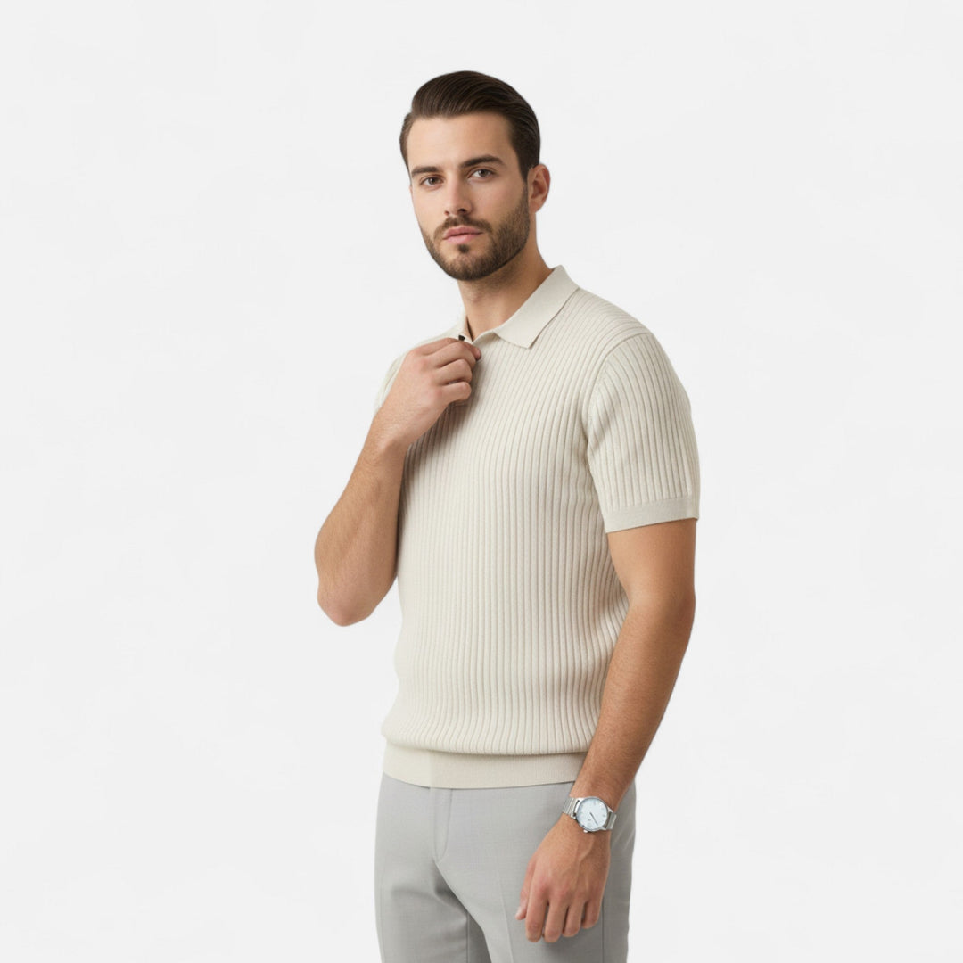 Herren Kurzarm Geripptes Strick Polo | Klassisch