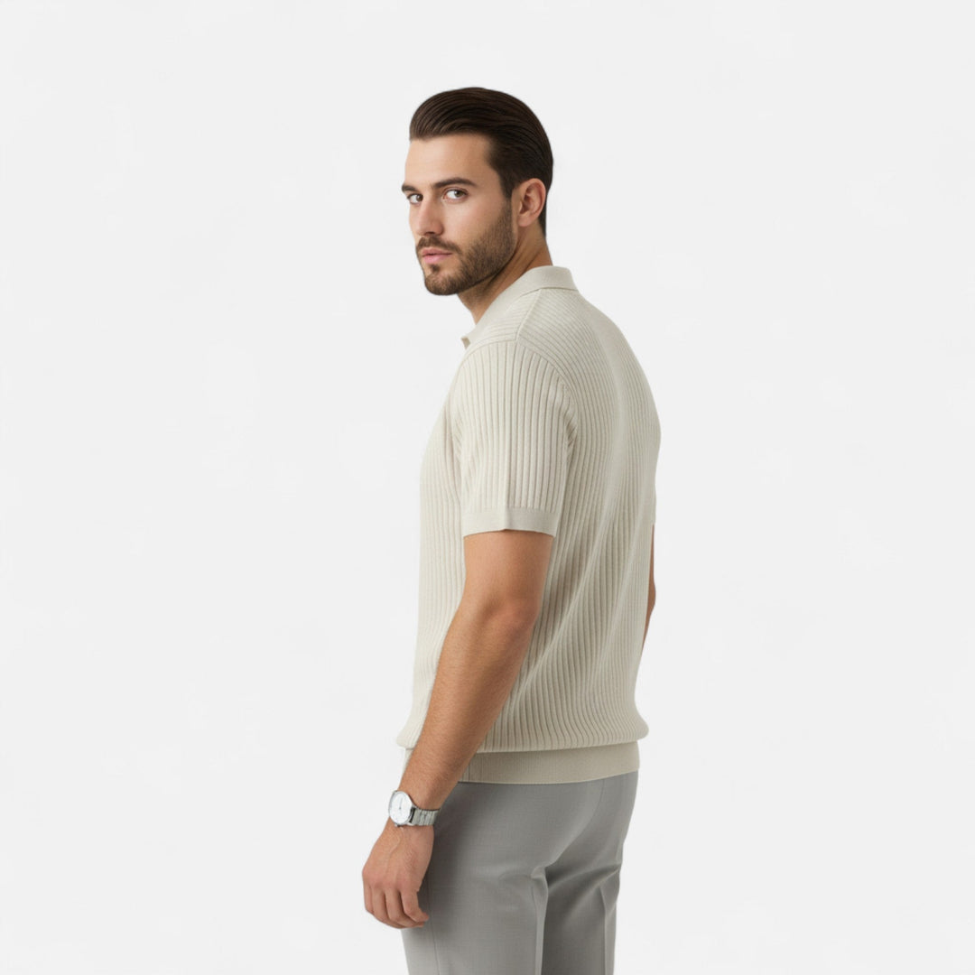 Herren Kurzarm Geripptes Strick Polo | Klassisch