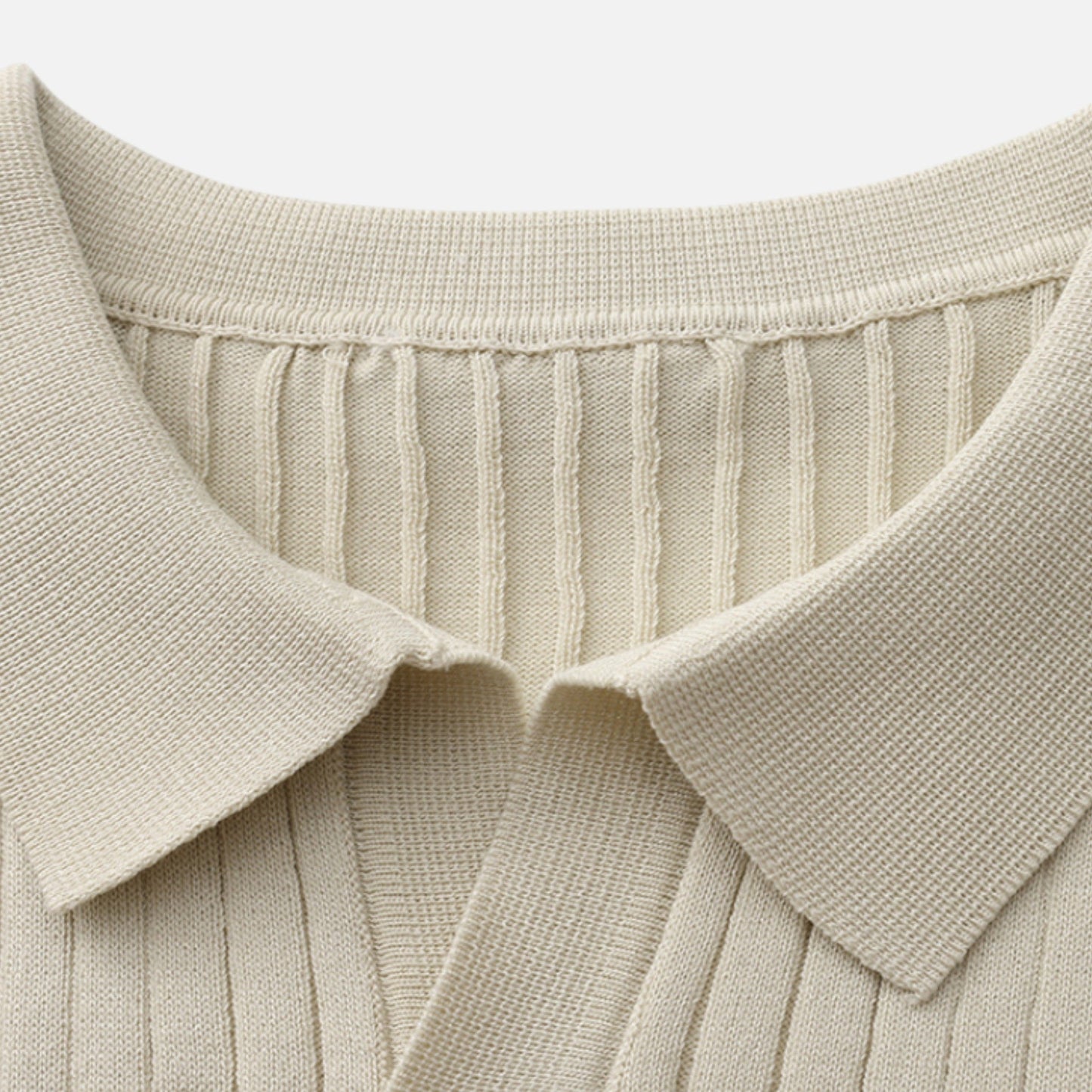 Herren Kurzarm Geripptes Strick Polo | Klassisch