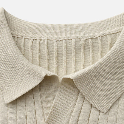 Herren Kurzarm Geripptes Strick Polo | Klassisch