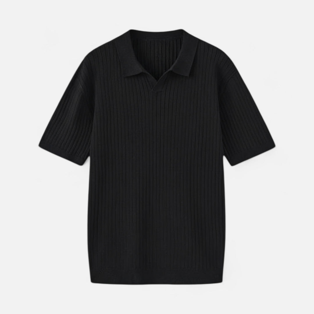 Herren Kurzarm Geripptes Strick Polo | Klassisch