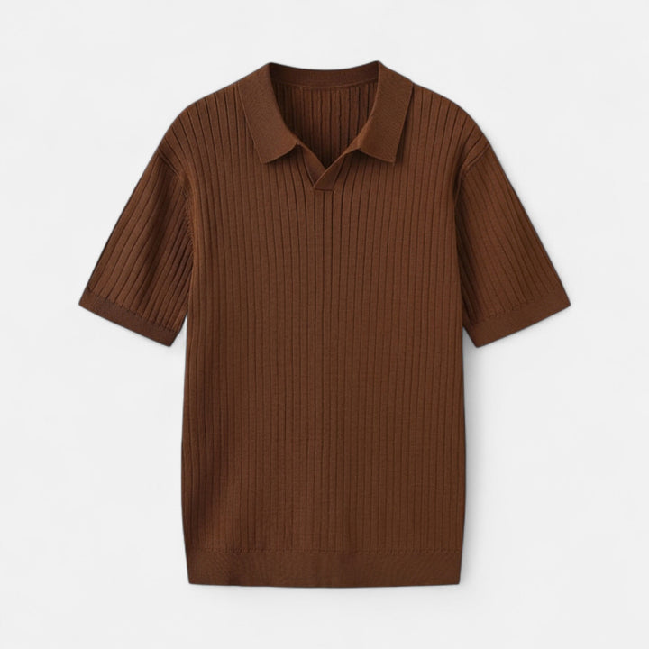 Herren Kurzarm Geripptes Strick Polo | Klassisch