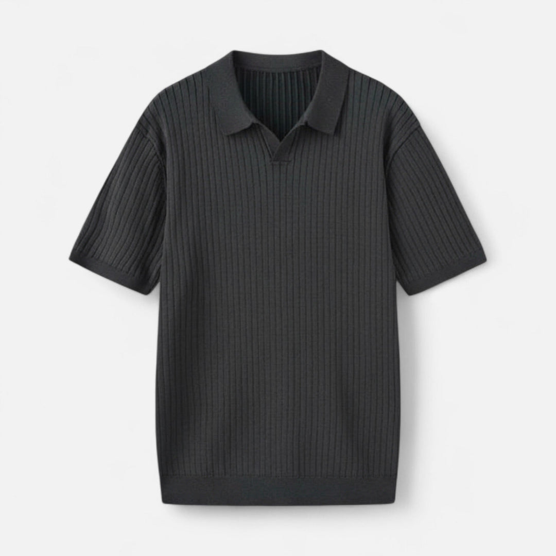 Herren Kurzarm Geripptes Strick Polo | Klassisch