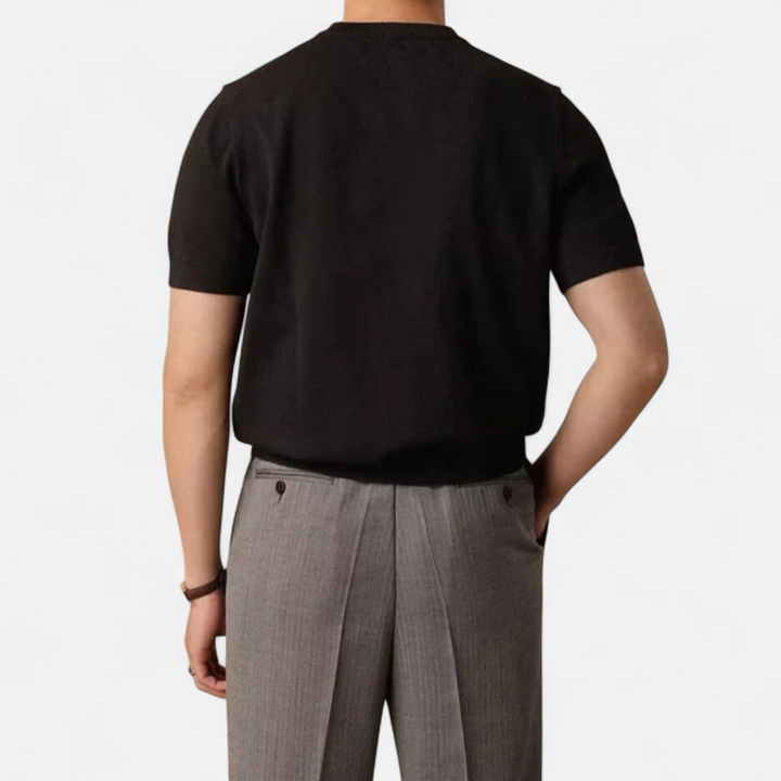 Herren Kurzarm Gestricktes Rundhals T-Shirt | Minimalistisch