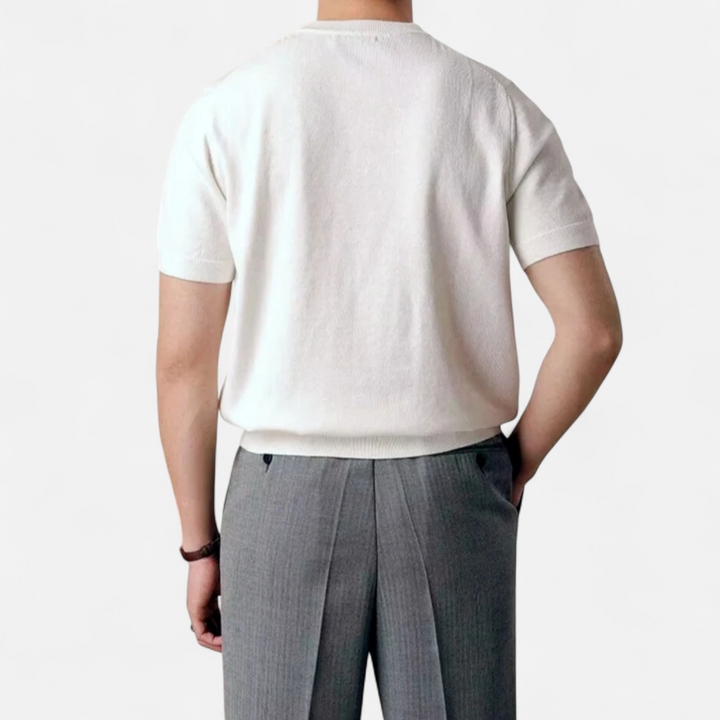 Herren Kurzarm Gestricktes Rundhals T-Shirt | Minimalistisch