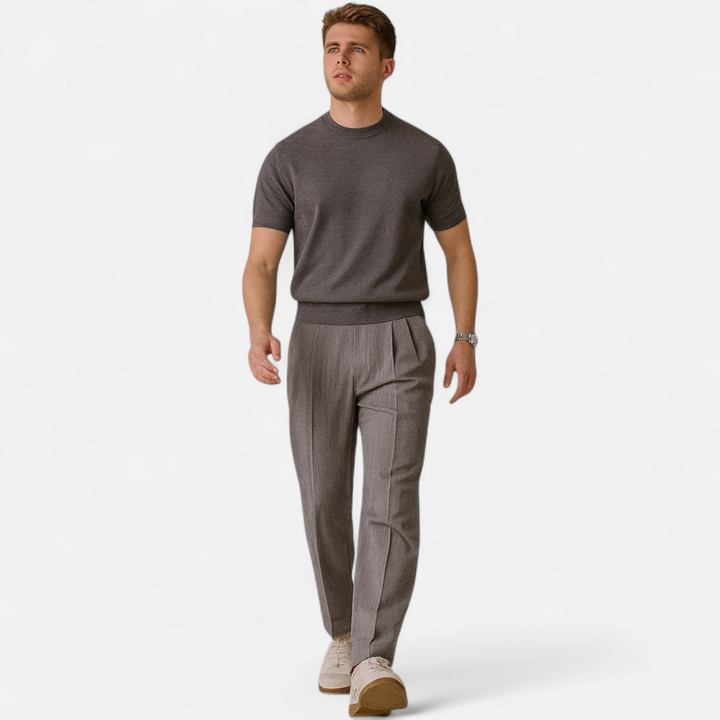 Herren Kurzarm Gestricktes Rundhals T-Shirt | Minimalistisch