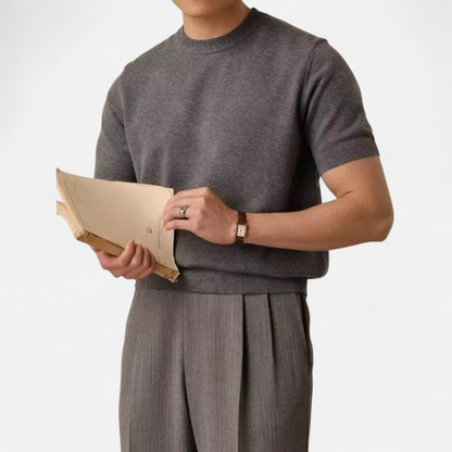 Herren Kurzarm Gestricktes Rundhals T-Shirt | Minimalistisch