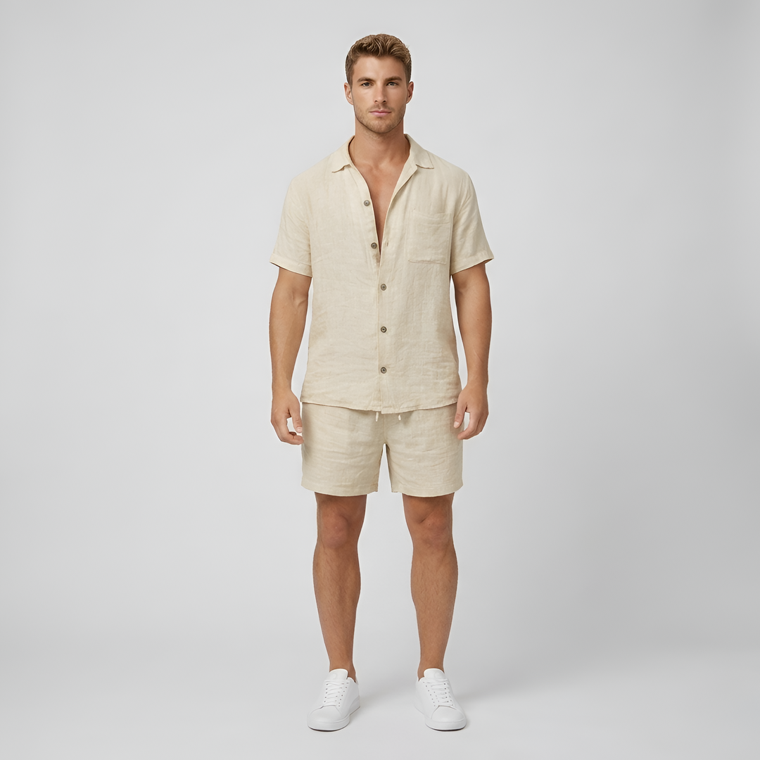 Herren Kurzarm Hemd & Shorts Set | Sommer