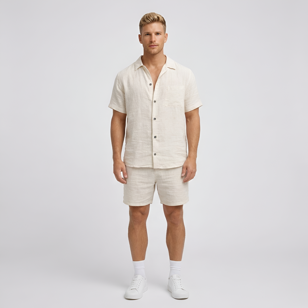 Herren Kurzarm Hemd & Shorts Set | Sommer