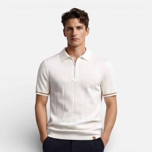 Herren Kurzarm Polohemd aus geripptem Strick | Mit Kragen