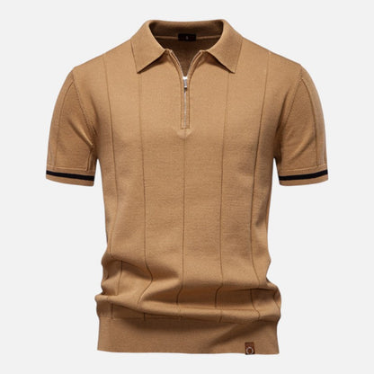Herren Kurzarm Polohemd aus geripptem Strick | Mit Kragen