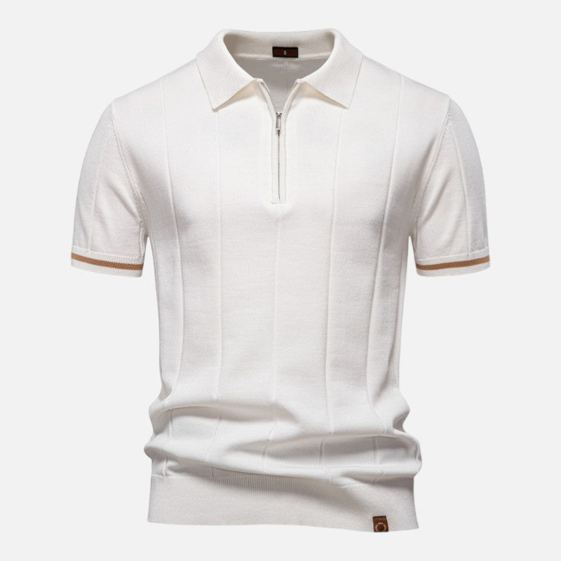 Herren Kurzarm Polohemd aus geripptem Strick | Mit Kragen