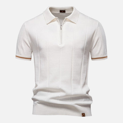 Herren Kurzarm Polohemd aus geripptem Strick | Mit Kragen