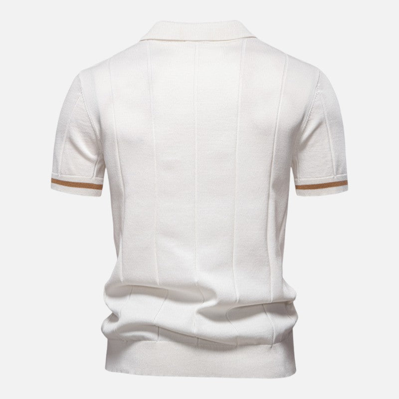 Herren Kurzarm Polohemd aus geripptem Strick | Mit Kragen