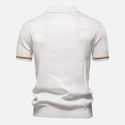 Herren Kurzarm Polohemd aus geripptem Strick | Mit Kragen