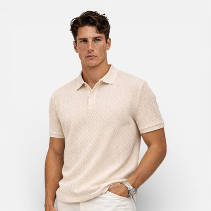 Herren Kurzarm Polohemd mit Kragen | Strukturiertes Strick-Freizeitshirt