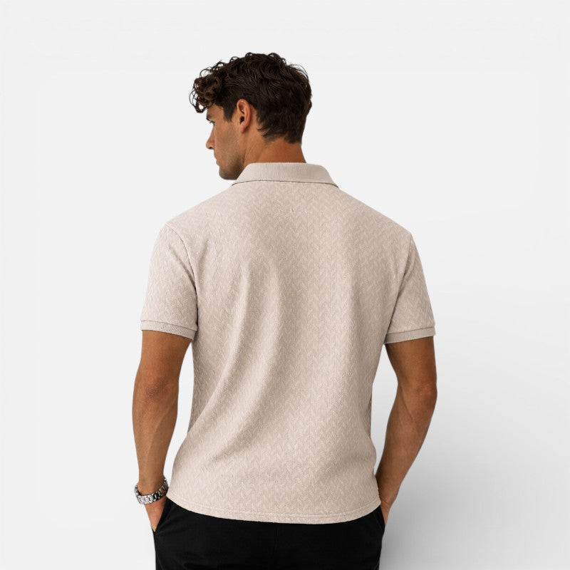 Herren Kurzarm Polohemd mit Kragen | Strukturiertes Strick-Freizeitshirt