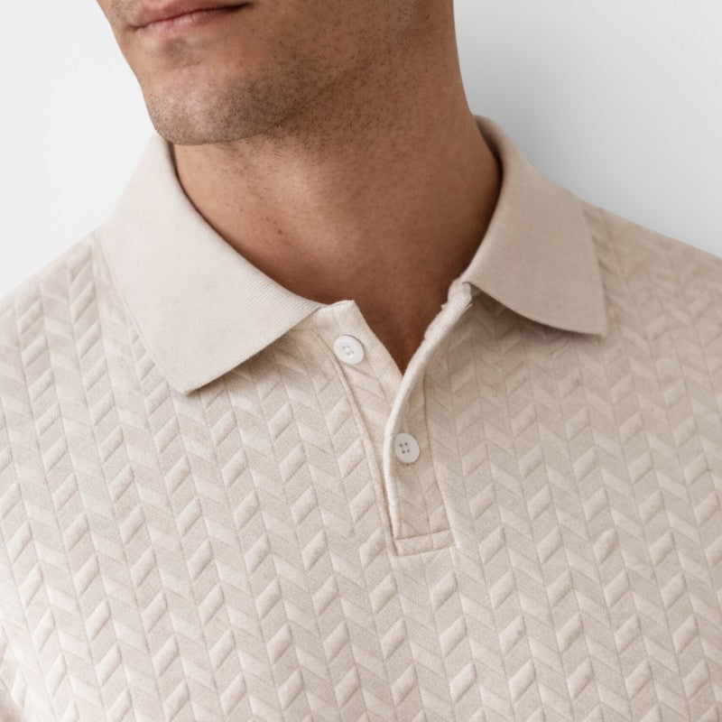 Herren Kurzarm Polohemd mit Kragen | Strukturiertes Strick-Freizeitshirt