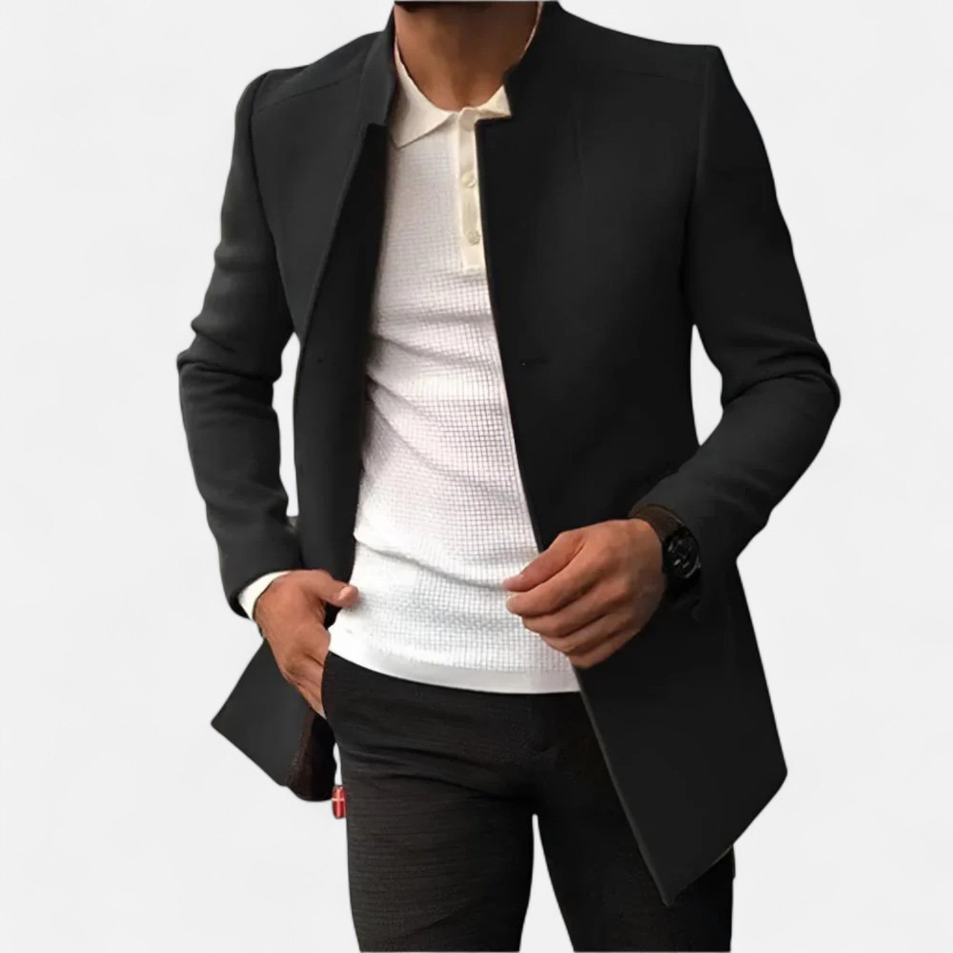 Herren Langarm Blazer ohne Verschluss | Lässig Stil