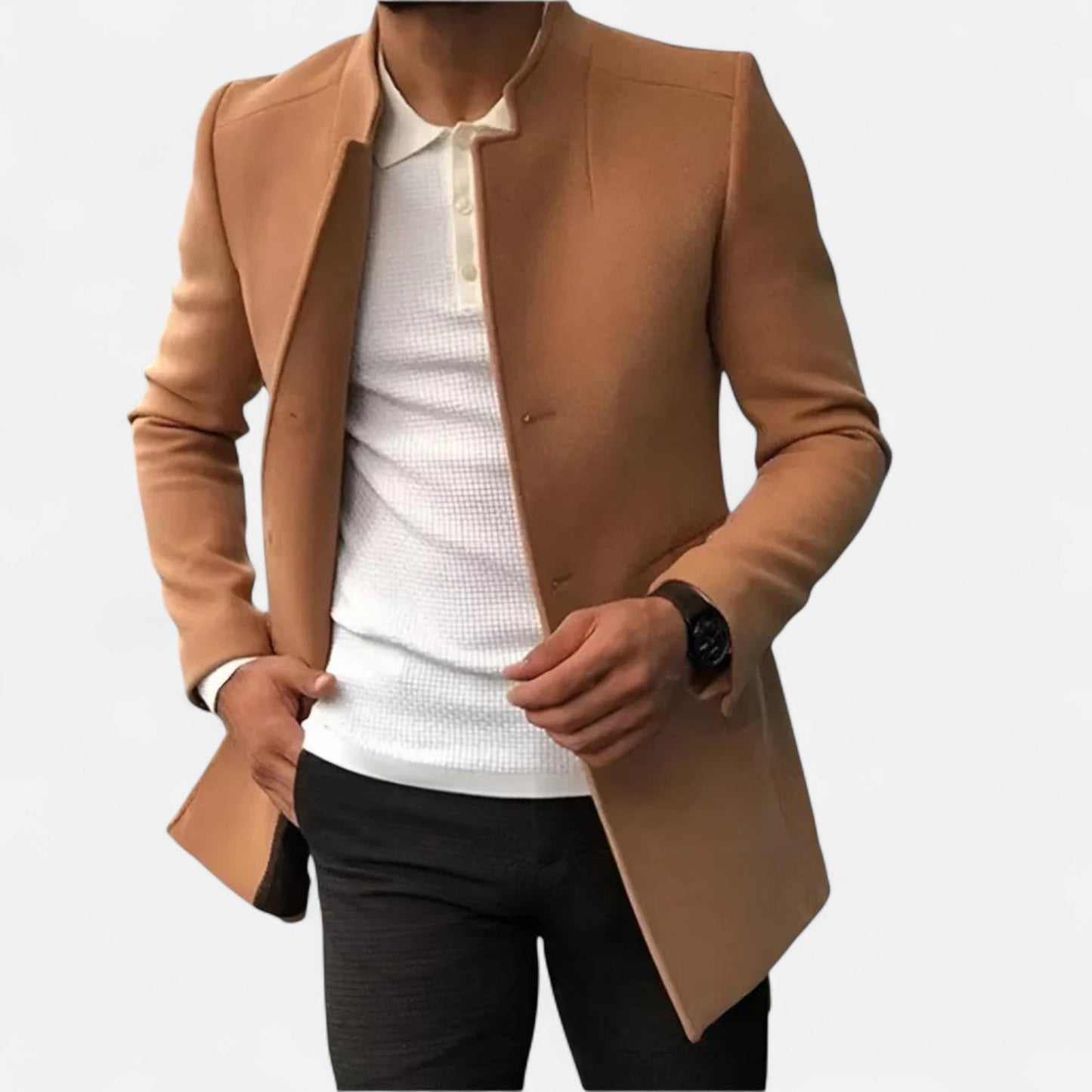 Herren Langarm Blazer ohne Verschluss | Lässig Stil