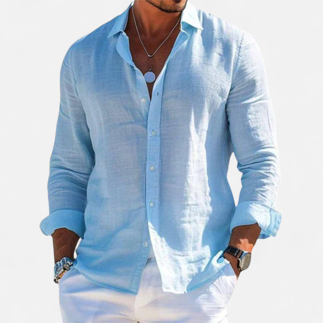 Herren Langarm Freizeit Hemd mit Knopfleiste | Minimal