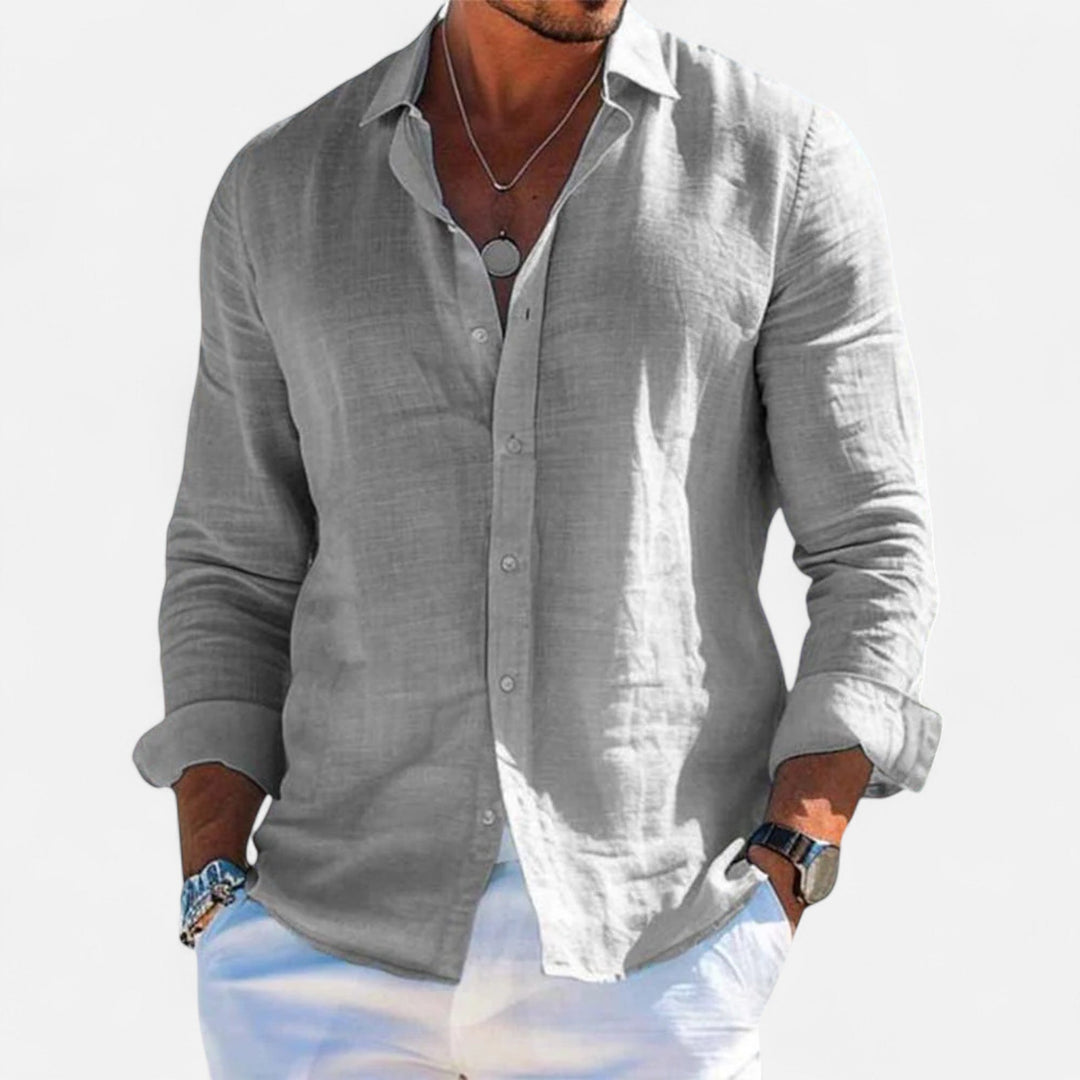 Herren Langarm Freizeit Hemd mit Knopfleiste | Minimal