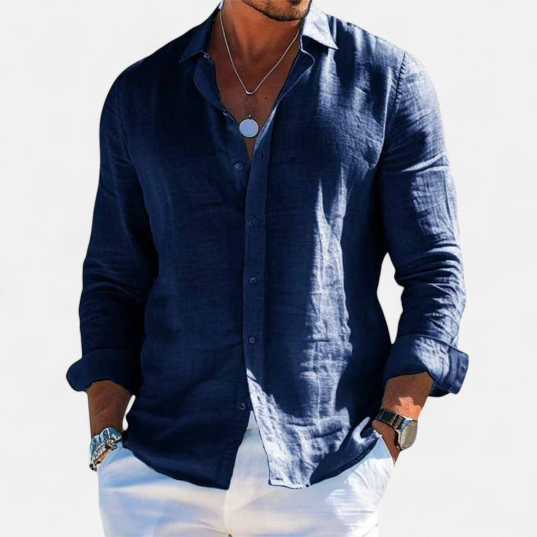 Herren Langarm Freizeit Hemd mit Knopfleiste | Minimal
